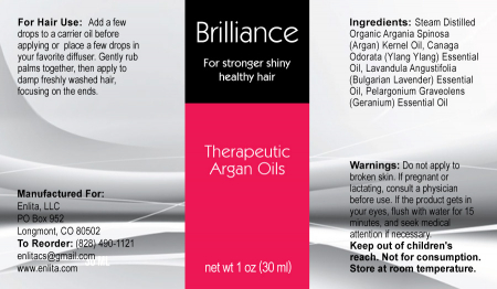 Argan Brilliance Organic Hair Oil Blend 1 oz.